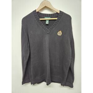 Lauren Ralph Lauren Men's Black Cotton Long Sleeve V-Neck Knit Sweater, Size Lg